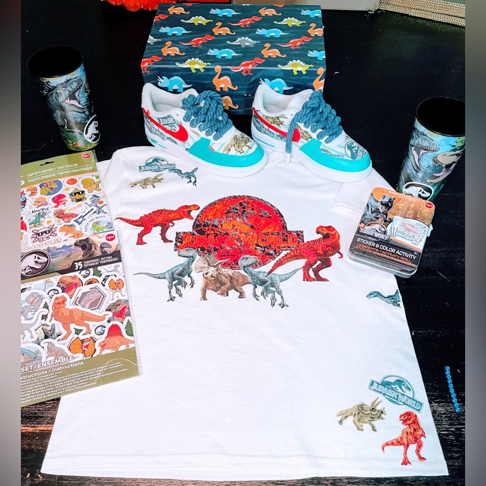 Jurassic World sneakers. Everything is customized and made to order.